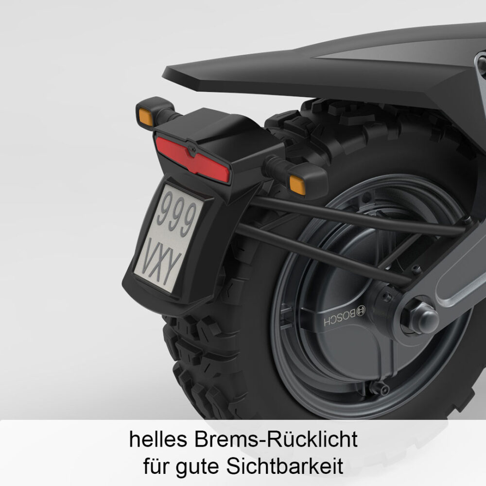 trittbrett hilde escooter elektroscooter detailaufnahme von hinten bremslicht