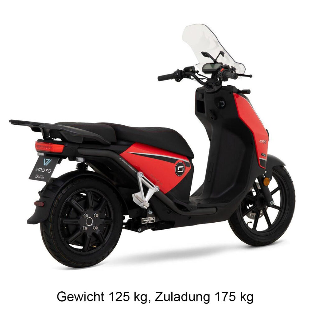 Super Soco cpx pro von rechts hinten in rot