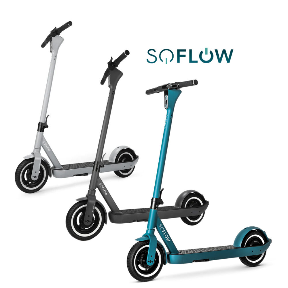 Soflow So One Pro in silbergrau, petrol und schwarz eScooter