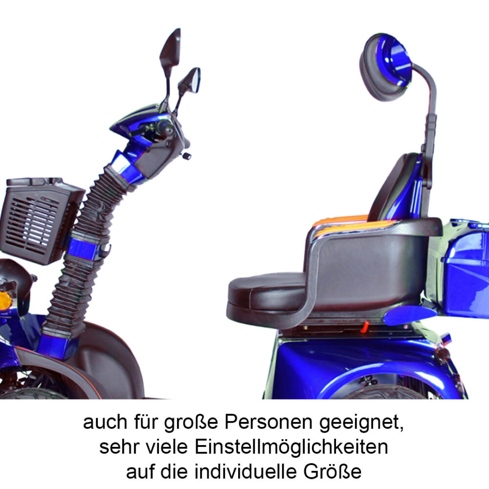 Seitenansicht Eco Engel 540 Seniorenmobil mit elektromagnetischer Bremse in blau
