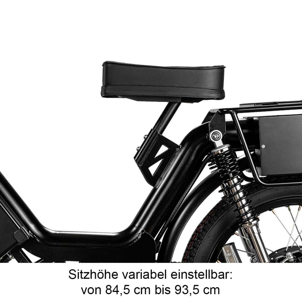 Sattel im Detail von Mopedix Electrix 45er eRoller eMoped