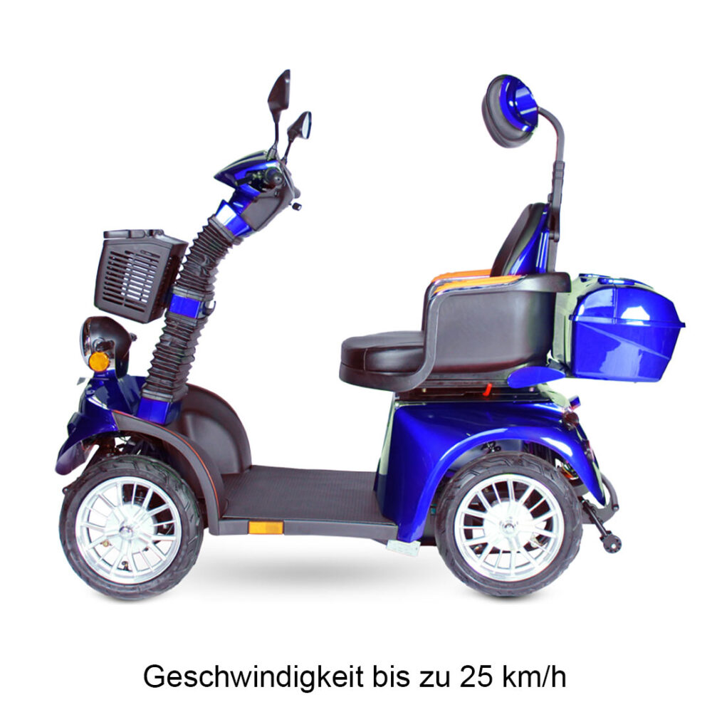 Seitenansicht von Eco Engel 540 Seniorenmobil mit elektromagnetischer Bremse in blau