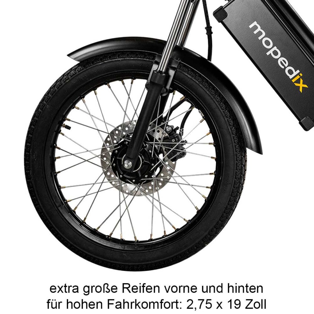 Vorderrad von Mopedix Electrix 45er eRoller eMoped