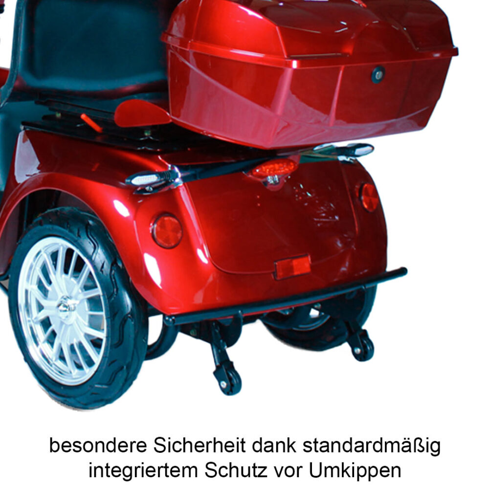 Heck von Eco Engel 540 Seniorenmobil mit elektromagnetischer Bremse in rot