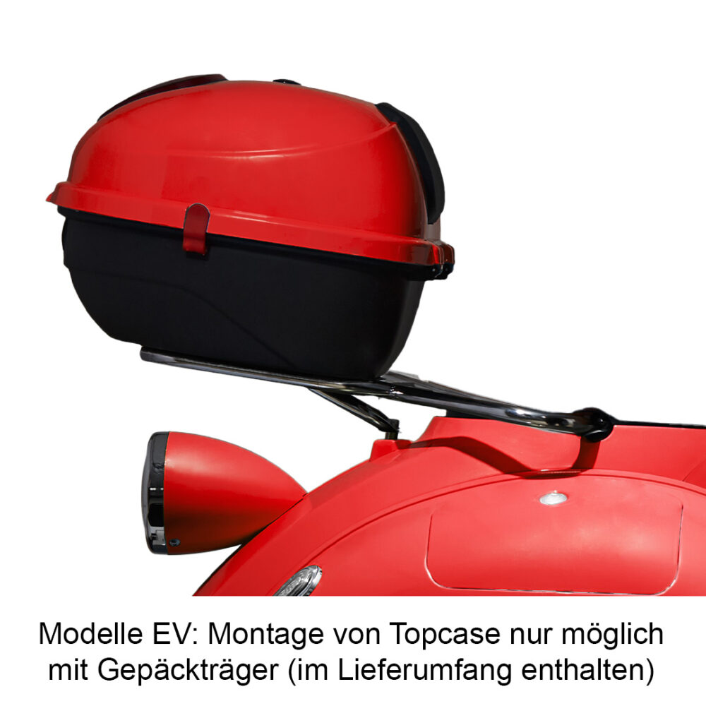 Topcase mit Gepäckträger für eroller EFO EV in rot